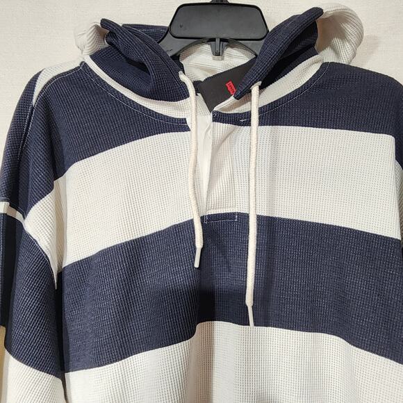 Levi's blue and white thermal Rugby hoodie men size XXL - Picture 4 of 8